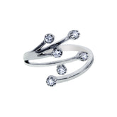 Silver Bypass Scattered Cz Toe Ring